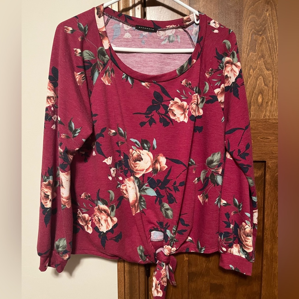 Staccato Red Tie Front Pullover